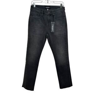 ETIENNE MARCEL L.A. Women's Size 28 Black Wash Straight Leg Raw Hem Jeans NWT